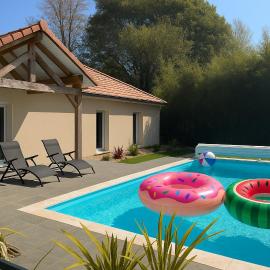 Le chant du Gave- Maison neuve lumineuse avec piscine- Rivière en contrebas du jardin