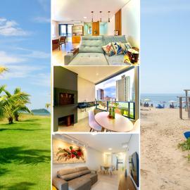 Apto a VISTA MAR 150m PRAIA Cozinha completa CHURRASQUEIRA AR CONDICIONADO Wi-Fi e vaga privativa de garagem Reserve agora mesmo