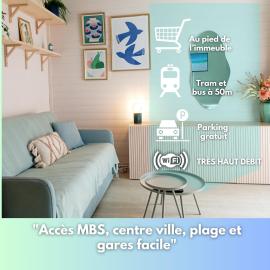 Studio 50m tram parking gratuit 13min gare