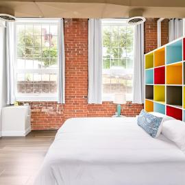 Jennifer's Historic Loft Glass Bedroom