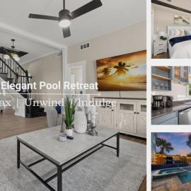 Elegant Pool Retreat with Firepit