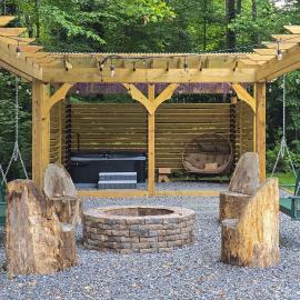 Hot Tub, Fire Pit & Patio: A-Frame Stafford Cabin