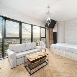 ANS Hanza Tower Apartment 17th floor with city view, swimming pool area with saunas, viewing terrace