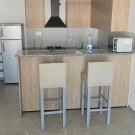 two-bedroom apartment with a living room, kitchen and balcony
