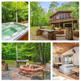 Cabin w hot tub & kayaks by river, Hotel in Morton Grove