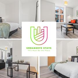 1BR Town Center Apartments, Fully Equipped with Modern Ammenities, mins walk from Train Station, University, Hospital, Restaurants, Contractors
