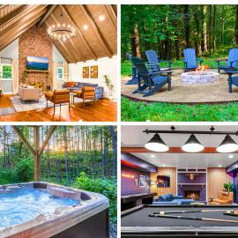 Wooded Oasis, HotTub, Sauna, GameRoom, 15min 2 AVL