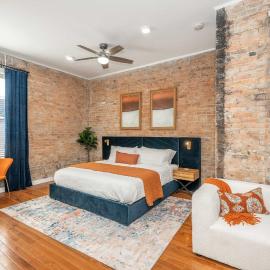 Findlay Market Studio, King Bed and Historic Brick