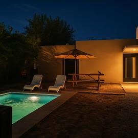 Tu escapada ideal en Mar de Ansenuza - Patio y piscina privada โรงแรมในมีรามาร์