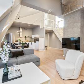 Two bedroom penthouse with large living room and rooftop in the city centre of Trondheim