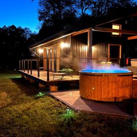 2os Domek z prywatną balią z jacuzzi, kominek, na odludziu, jedyny na 10000 m2 terenie, widok na las, lubelskie Roztocze