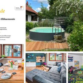 Ferienhaus Elbharmonie - Hunde willkommen, Garten vollständig umzäunt, Pool, Kamin und Spielzimmer - super für Familientreffen, ξενοδοχείο στη Δρέσδη