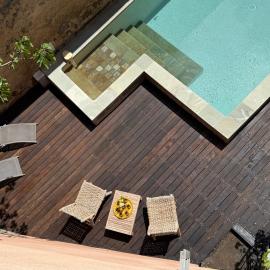Air-conditioned authentic village house with sea view, terraces and swimming pool