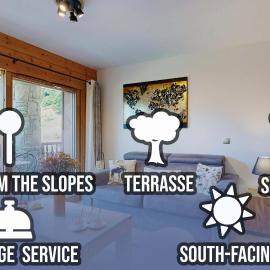 Foot of slopes, South terrasse, 6 pers