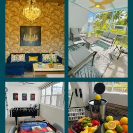 4bdrm Waterfront salt water Pool home with Outdoor theater Game Rm Make up vanities in every room Perfect for Game days and concerts trips to Miami Hard rock stadium and hotel 15 mins away – hotel w mieście Miramar