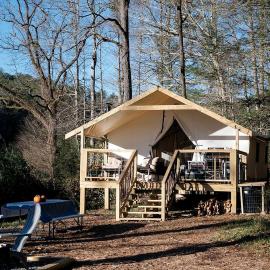 Heated North Carolina Glamping Rental Surrounded by Pisgah National Forest