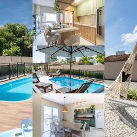 Aptos em Bal Piçarras a150m da PRAIA, dois quartos, sala de estar, COZINHA COMPLETA, SACADA com CHURRASQUEIRA, WI-FI, PISCINA, PORTARIA 24h, PLAYGROUND e QUADRA DE ESPORTES, hotel i Piçarras