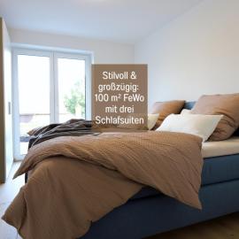 Ferienhaus Höckelheim - FeWo Blaue Lagune - neu, modern & geräumig - 100 qm - 3 Schlafzimmer - bis 6 Gäste, Babies reisen gratis - Garten, Grill & Terrasse - Fußbodenheizung - Smart-TV - Küche mit Backofen, Spülmaschine & Toaster - nahe Göttingen