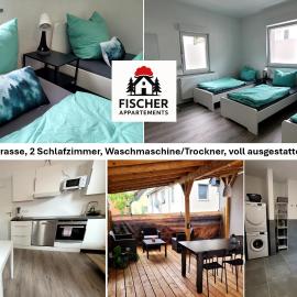 Fischer Apartment 1 - moderne Monteurs- & Ferienwohnung mit 2 Schlafzimmern - große private Terrasse