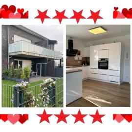 Ruhig gelegene EG-Neubauwohnung & Garten, überdachte Terrasse, Insektenschutz, Fußbodenheizung, EBK für max 7 Personen