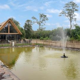 Modern lodge stay with pond view