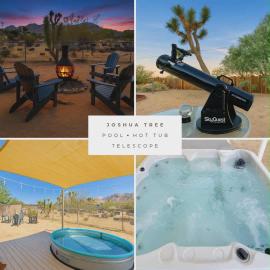 조슈아 트리에 위치한 호텔 10 minutes to JTNP - Saltwater Float Pool, Hot Tub, Telescope, Fireplace and Views