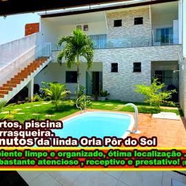 2 Casas - 4 minutos da Orla Pôr do Sol, 1-4 Quartos, Piscina, Churras,