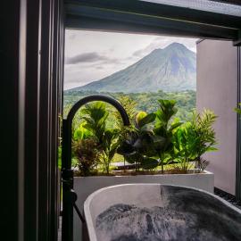 Cozy Volcano View Stay- A-Frame wHot Tub & Deck