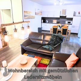 "Poseidon" Papenburg ebenerdig rollstuhlgerecht Terrasse Einbauküche 84 qm Neubau Free Wifi 2 Schlafzimmer bis 4 Personen