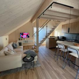 Moderne Maisonette-Ferienwohnung mit Dachterrasse, Waldblick & Parkplatz, hotel a Friedburg