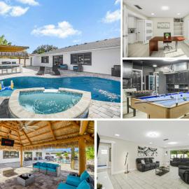 Coastal Family Resort Heated Private Pool, Game Room, Luxe interiors near beach 3508