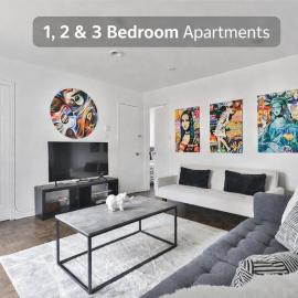 250 METERS to METRO BERRI UQAM - Spacious fully equipped APARTMENTS - 1 FREE PARKING per unit - in-unit Washer & Dryer - fully stocked KITCHEN - WORKSPACE PROVIDED - FAST WIFI - 5 minute walk to the FAMOUS ST CATHERINE & ST DENIS STREET