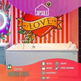 Capsule Tattoo Love - Balnéo - Playstation 5 - écran géant, khách sạn ở Douai