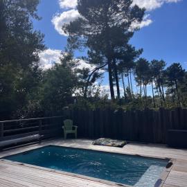 Maison bois à Lacanau avec piscine