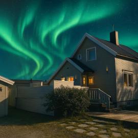 House near Reisa national park, Aurora and the Midnight sun，Storslett的飯店