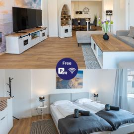 Captain's Nest - Stilvoll und modern, zentral in Hafennähe, inkl 2 Parkmöglichkeiten, 4 Schlafbereiche, 2 WCs, Arbeitsplatz, kleiner Balkon, hotel in Bremerhaven