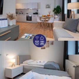 Modernes, zentrales City-Apartment am Kennedyplatz, nahe Hauptbahnhof und Limbecker Platz, lichtdurchflutete Räume