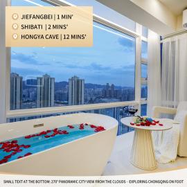 Baihong Sky View Studio with Deep Soak Tub - Jiefangbei Center, hotel Csungkingban