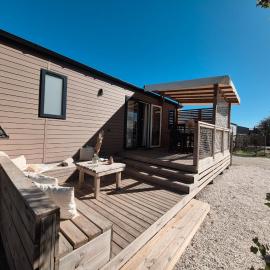 Le Cosy Mobil Home à 150m de la Plage Camping 5 etoiles Les Dunes Parc Aquatique, hotel in Torreilles