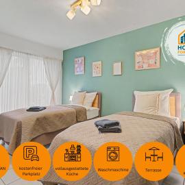 2 Schlafzimmer - 4 Betten, Parkplatz, Terrasse, Hotel in Rhede