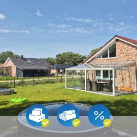 Neues Ferienhaus mit riesem Garten und Sauna und Pool