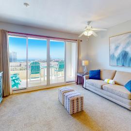 Fifth-floor condo with furnished balcony beach access & views shared pool & gym