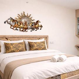 1BHK with AC, Balcony & Rooftop Jhula, Kitchen
