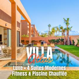 Villa Atlas - Luxe - 4 Suites Modernes - Fitness - Piscine Chauffée - Terrain de Padel - Vue Montagne