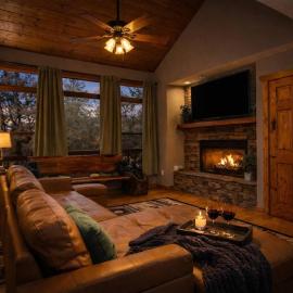 Mountain 4BR Cabin, Hot Tub, Theater & Pets OK、McDanielのホテル