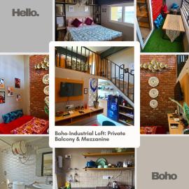 Boho Industrial Loft Private Balcony and Mezzanine