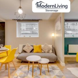 ModernLiving Stevenage 1 Bedroom Apartment Town Centre Sleeps 4