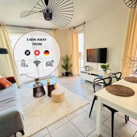 Bright Apartment 5 min from BASEL with Balcony & Free Private Parking