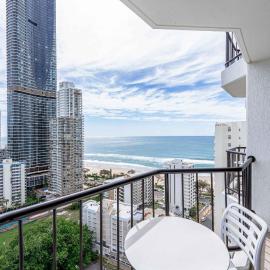 Ocean-view hotel room in central Surfers Paradise
