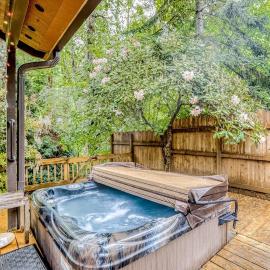 Expansive Wooded Home with a Brook Firepit Private Hot Tub and Shared Pool, hotel di Rhododendron